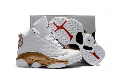 Nike Air Jordan 13 Kids Shoes Branco Ouro Vermelho
