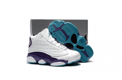 Nike Air Jordan 13 Kids Shoes Branco Roxo Azul 439358-107