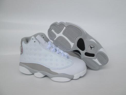 Nike Air Jordan XIII 13 Retro Kid Criança Sapatos Alto Branco Prata 684802