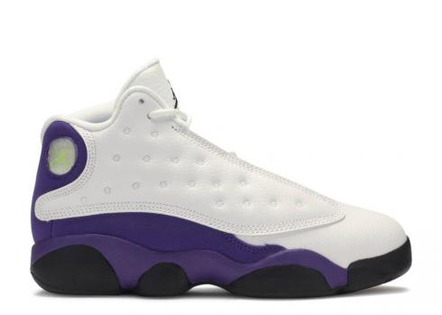 Air Jordan 13 Retro Ps Lakers Purple Court สีขาวสีดำ 414575-105