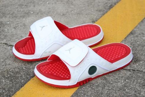 Yeni Air Jordan Hydro 13 Retro Beyaz Kırmızı Metalik Gümüş Sandalet 684915 121,ayakkabı,spor ayakkabı