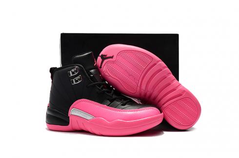 Nike Air Jordan 12 Chaussures Pour Enfants Noir Rose Nouveau 510815-026
