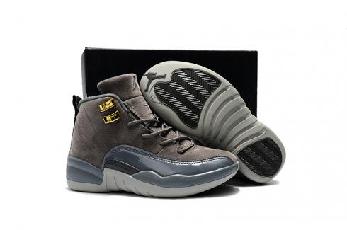Sepatu Anak Nike Air Jordan 12 Wolf Grey Silver Baru