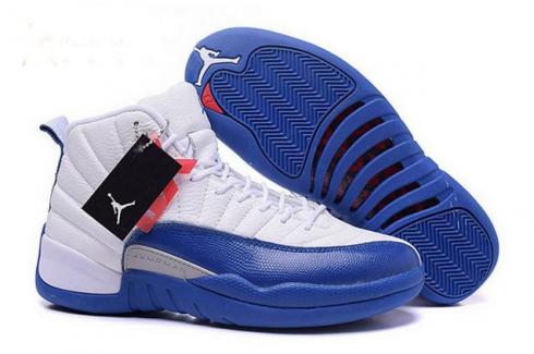 Nike Air Jordan 12 Retro XII צרפתי כחול לבן כסף AJ12 AJXII נעלי 130690 113