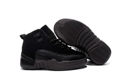 รองเท้าเด็ก Nike Air Jordan Retro 12 All Black BG GS 130690 005