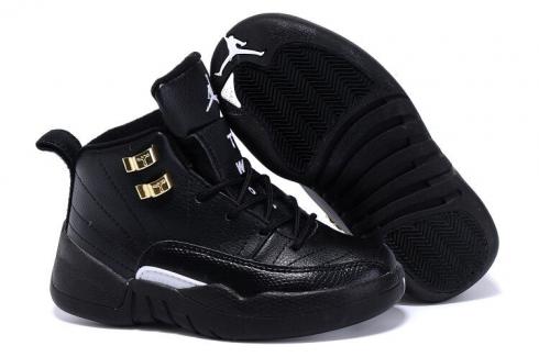 buty dziecięce Nike Air Jordan XII 12 Kid, czarne, całe złote