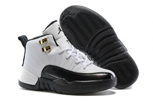 Nike Air Jordan XII 12 Kid Детская обувь Белое Черное Золото