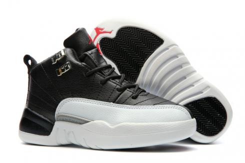 Sepatu Anak Nike Air Jordan XII 12 Anak Putih Hitam Abu-abu