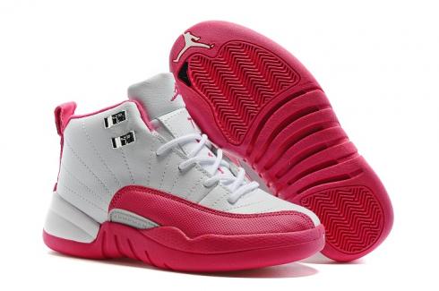 Nike Air Jordan XII 12 Kid Zapatos para niños Blanco Rosa 510815-109