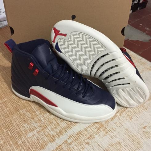 Nike Air Jordan XII 12 復古男士籃球鞋深藍色白色