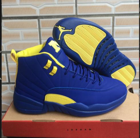 Nike Air Jordan XII 12 復古男士籃球鞋皇家藍黃色