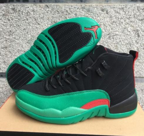 Nike Air Jordan XII 12 Siyah Yeşil Kırmızı Erkek Basketbol Ayakkabıları, ayakkabıları, spor ayakkabıları