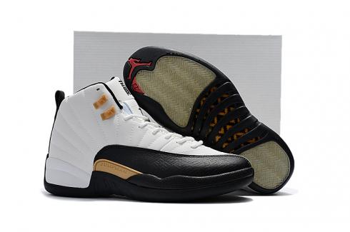 Nike Air Jordan XII 12 Retro CNY Çin Yeni Yılı Asya Sınırlı Beyaz Siyah Altın Erkek Ayakkabı 881427-122,ayakkabı,spor ayakkabı