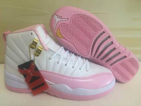 Nike Air Jordan XII 12 Blanc Rose Femmes Chaussures de basket-ball