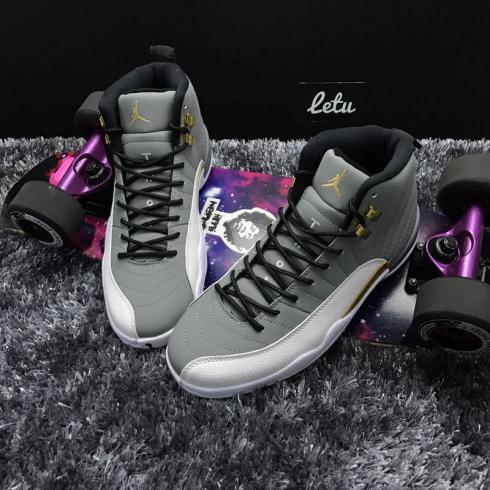 Nike Air Jordan XII 12 Wolf Gris Blanc Doré Chaussures de basket-ball pour hommes