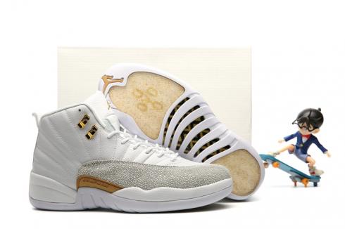 Nike Air Jordan 12 XII Retro OVO Beyaz Altın Kanatlar Erkek Basketbol Ayakkabıları 873864-102,ayakkabı,spor ayakkabı