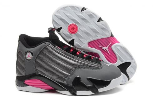 Nike Air Jordan 14 Retro GG Metallic DRK Gris Hyper Pink Chica Mujer Zapatos 654969 028