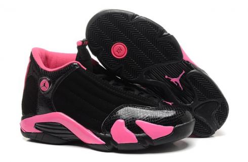 Nike Air Jordan Retro 14 XIV Black Pink Girl Youth Women BG GS Shoes 467798 012