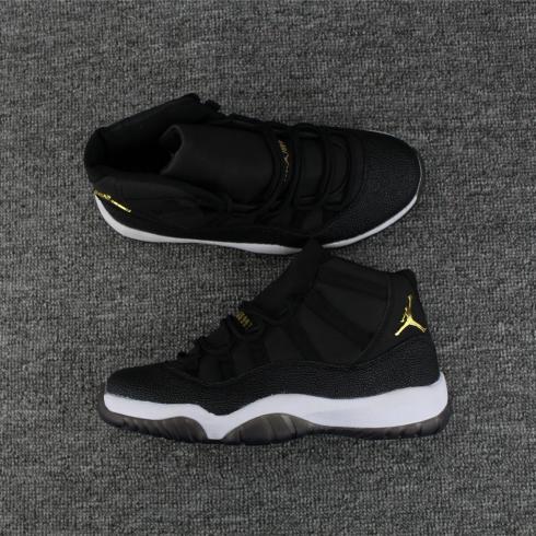 Air Jordan 11 Zapatos unisex Negro Blanco Oro