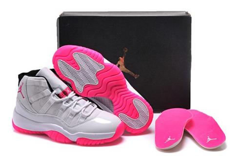 Nike Air Jordan Retro XI 11 Branco Rosa Mulheres Sapatos 378038