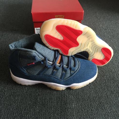 Nike Air Jordan XI 11 復古男款籃球鞋牛仔褲藍紅