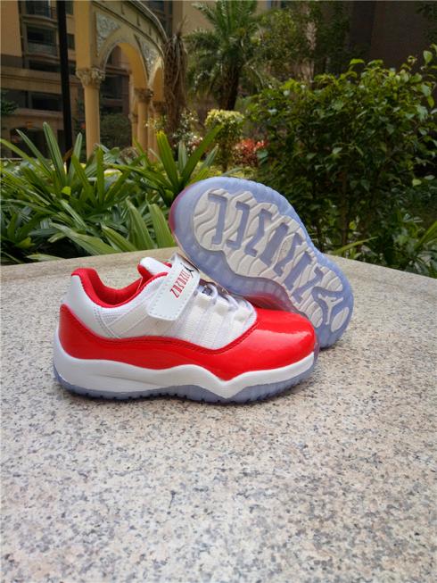 Nike Air Jordan 11 XI Low Varsity 紅櫻桃復古白色皮革兒童鞋