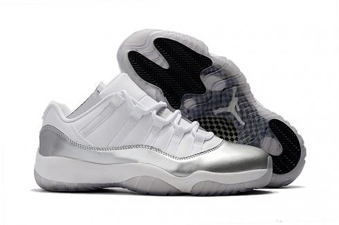 Nike Air Jordan XI 11 Retro Low รองเท้าบาสเก็ตบอลผู้ชายสีขาวเงิน