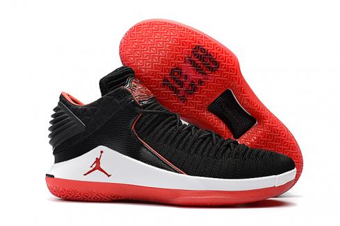 Sepatu Basket Pria Nike Air Jordan XXXII 32 Retro Rendah Hitam Merah AA1256-001