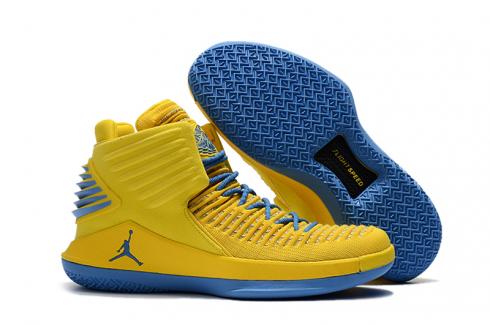 Nike Air Jordan XXXII 32 Retro Chaussures de basket-ball Homme Jaune Bleu