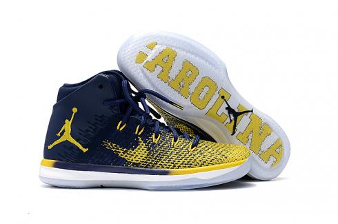 Nike Air Jordan XXXI 31 Marineblauw Geel Wit Heren Basketbalschoenen 845037