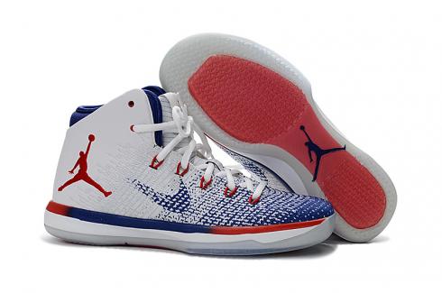 Nike Air Jordan XXXI 31 รองเท้าบาสเก็ตบอลผู้หญิงรองเท้าผ้าใบสีขาว University Red Blue Olympics 845037-107