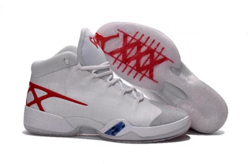 Nike Air Jordan XXX Retro Pria Putih Perak Merah Sepatu Basket 811006
