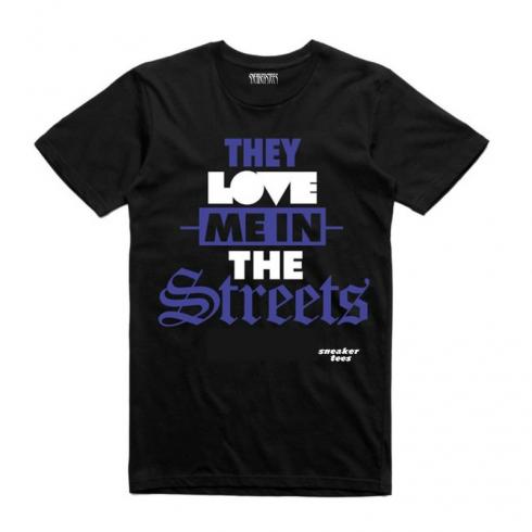 Jordan 11 Space Jam Shirt „They Love Me in the Streets“ Schwarz