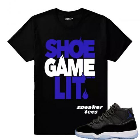 Match Jordan 11 Space Jam Shoe Game Lit T-shirt nera