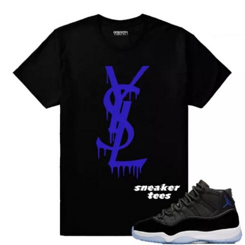 Passend zum schwarzen T-Shirt „Jordan 11 Space Jam YSL Drip