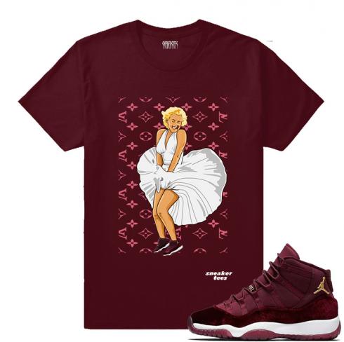 Passend zum Jordan 11 Velvet GS Lady Drip Maroon T-Shirt