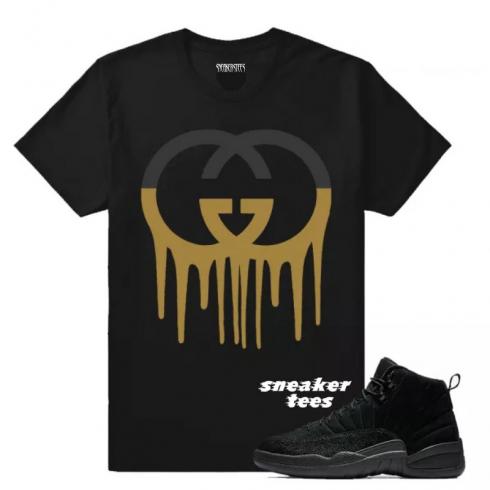 Match Jordan OVO 12 Black Gucci Drip เสื้อยืดสีดำ