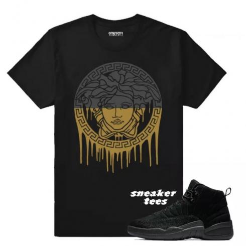 Match Jordan OVO 12 Black Medusa Drip Camiseta preta