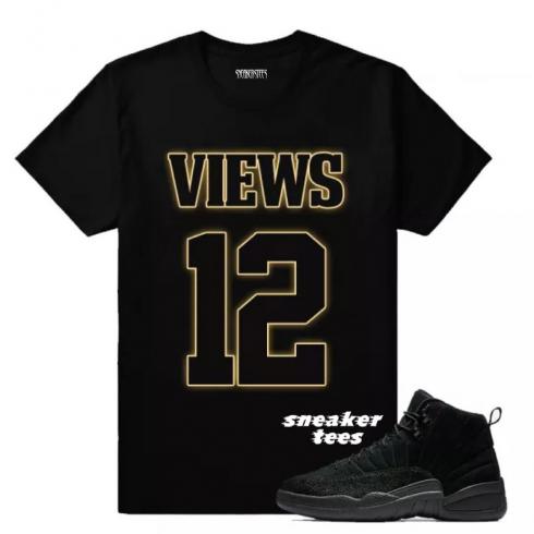 Match Jordan OVO 12 Black Vues de mon T-shirt noir 12s