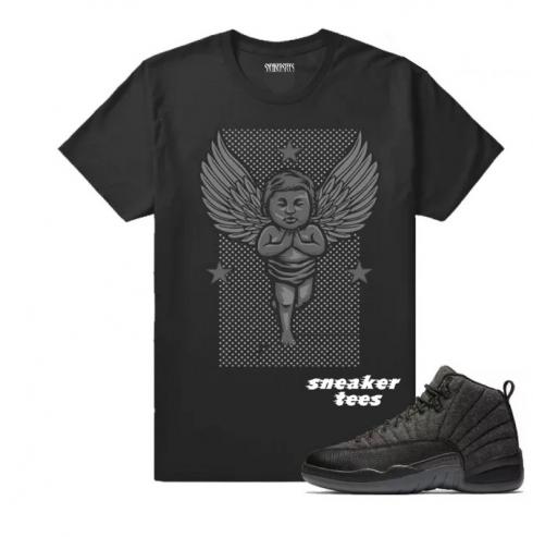Match Wool 12 Jordan Retro Praying Angel Camiseta cinza escuro