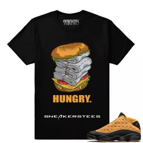 Match Air Jordan 13 Chutney Hungry camiseta negra