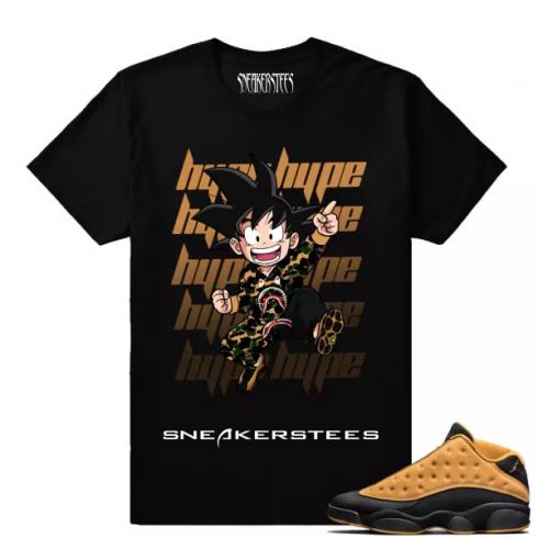 Match Air Jordan 13 Chutney Hype Beast Goku Zwart T-shirt