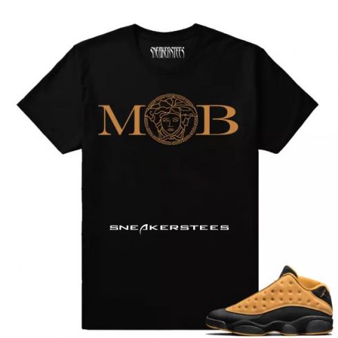 Match Air Jordan 13 Chutney MOB Money Over Bitches 블랙 티셔츠