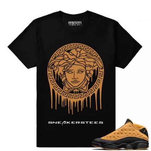 Match Air Jordan 13 Chutney Medusa Drip Black T-shirt