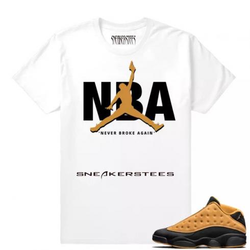 매치 에어 조던 13 처트니 NBA Never Broke Again 흰색 티셔츠 .