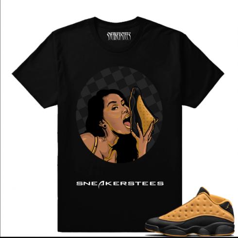 Match Air Jordan 13 Chutney Sneaker Head 13s schwarzes T-Shirt