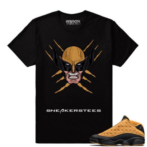 Match Air Jordan 13 Chutney Wolverine Camiseta preta