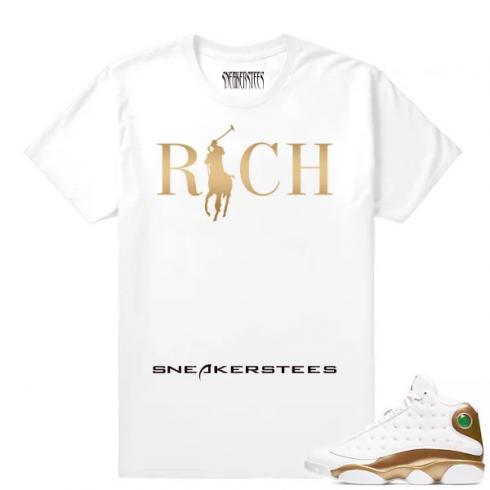 Match Air Jordan 13 DMP Country Club Rich T-shirt blanc