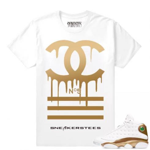 Match Air Jordan 13 DMP 디자이너 드립 화이트 티셔츠 .