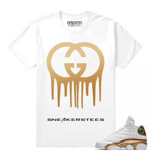 Match Air Jordan 13 DMP Gucci Drip เสื้อยืดสีขาว
